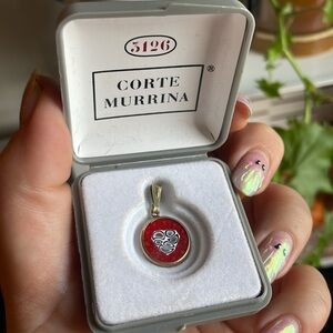 100% Murano Glass Italian Pendant - Corte Murrina - Gold Plated - Vintage